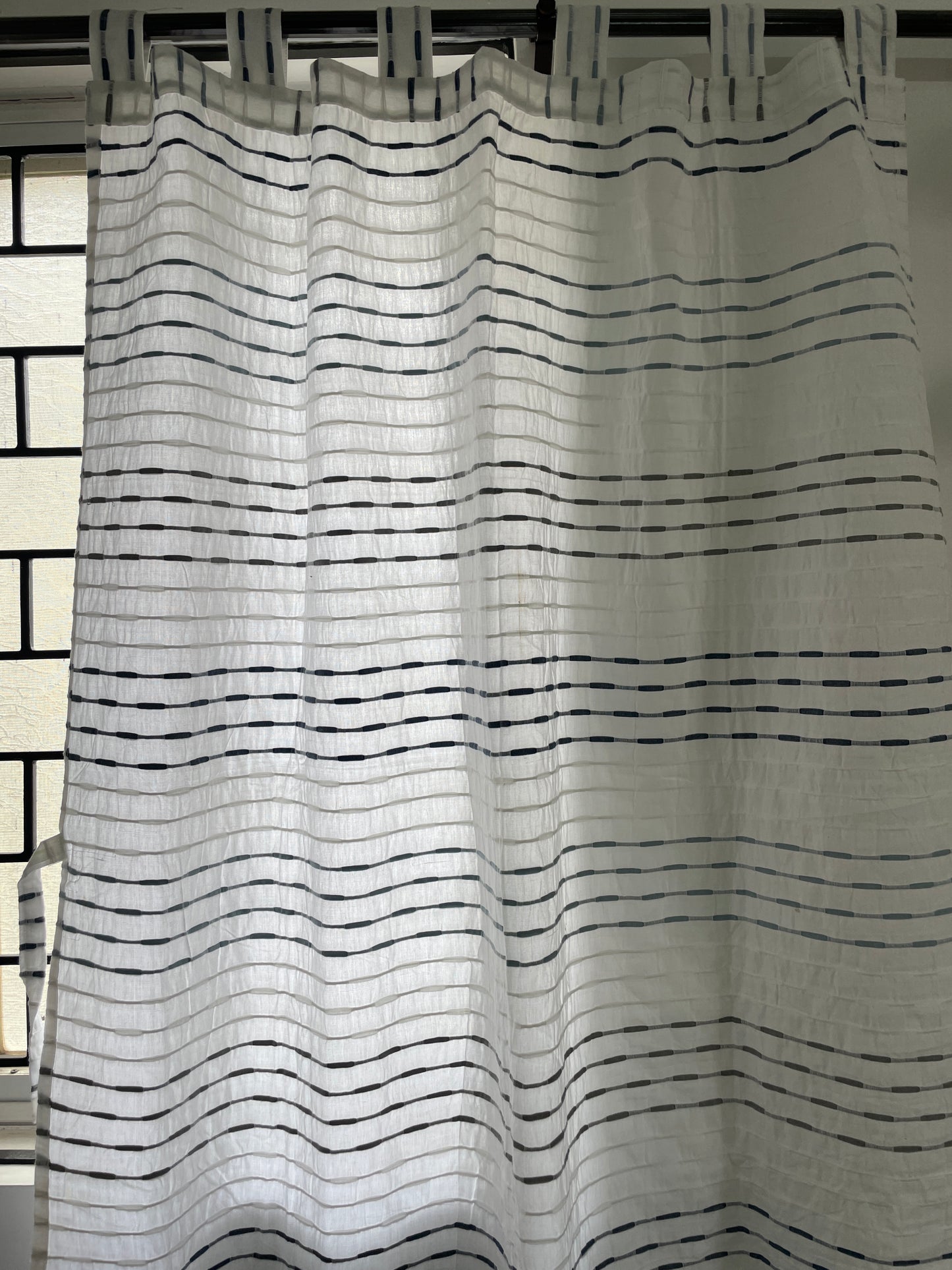 Blue hues striped Cotton Curtains