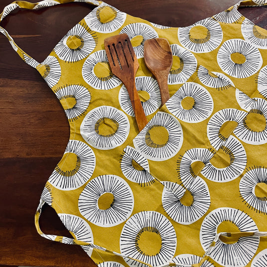 Mustard Round wax coated waterproof Apron