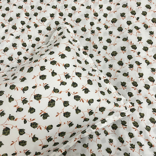 Green floral single bedspread with 2 Pillow Covers 60 x 90 in